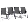 DodiOnline Set of 4 Folding Garden Chairs, Metal Frame Garden Chairs Outdoor Patio Park Dining Seat with Breathable Mesh Seat, Black