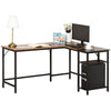 DodiOnline L-Shaped Computer Desk Industrial Corner Writing Desk with Adjustable Storage Shelf Space-Saving Home Office Workstation 150 x 120 x 75 cm Rustic Brown