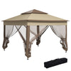 DodiOnline 3 x 3(m) Pop Up Gazebo, Marquee Party Tent with Double Tier Roof, Netting and Carry Bag, Event Shelter for Outdoor Patio, Khaki