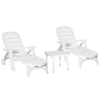DodiOnline 3pcs Garden Furniture Set Outdoor Furniture Set Dining Table, 2 Lounge Chairs and 1 Garden Side Table White