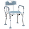 DodiOnline EVA Padded Shower Chair for the Elderly and Disabled, Height Adjustable Shower Stool with Back and Arms, 4 Suction Foot Pads, Light Blue