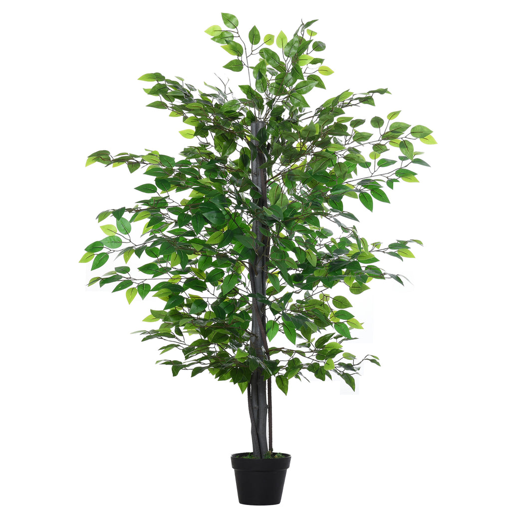 DodiOnline 145cm Artificial Banyan Plant Faux Decorative Tree w/ Cement Pot Vibrant Greenery Shrubbery Indoor Outdoor Accessory