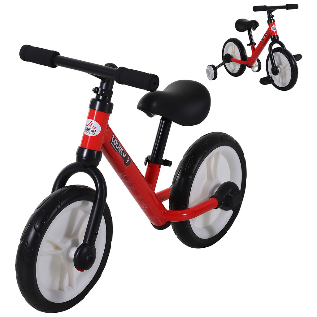 DodiOnline 11 Inch Kids Balance Bike Training Pedal Bicycle W/ Removable Stabilizers EVA Tyres Adjustable Seat Height 2 to 5 Years Gift for Boys Girls Red
