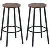 DodiOnline Bar Stools, Set of 2 Kitchen Breakfast Stools with Sturdy Steel Frame, Industrial Tall Bar Chairs, 65cm High Seat, Rustic Brown
