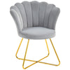 DodiOnline Velvet-Feel Lotus Petal Accent Chair - Grey