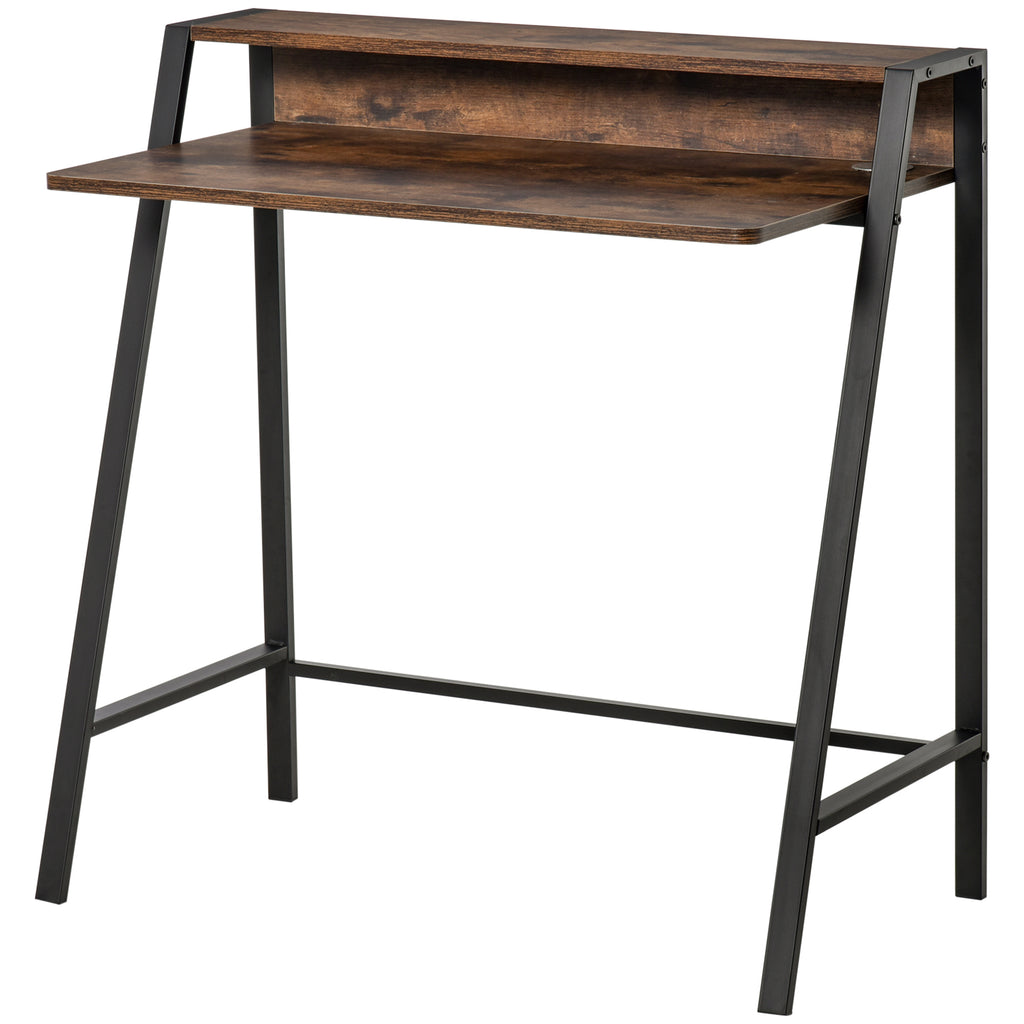 DodiOnline Writing Desk Computer Table Home Office PC Laptop Workstation Storage Shelf 84L x 45W cm Rustic Brown