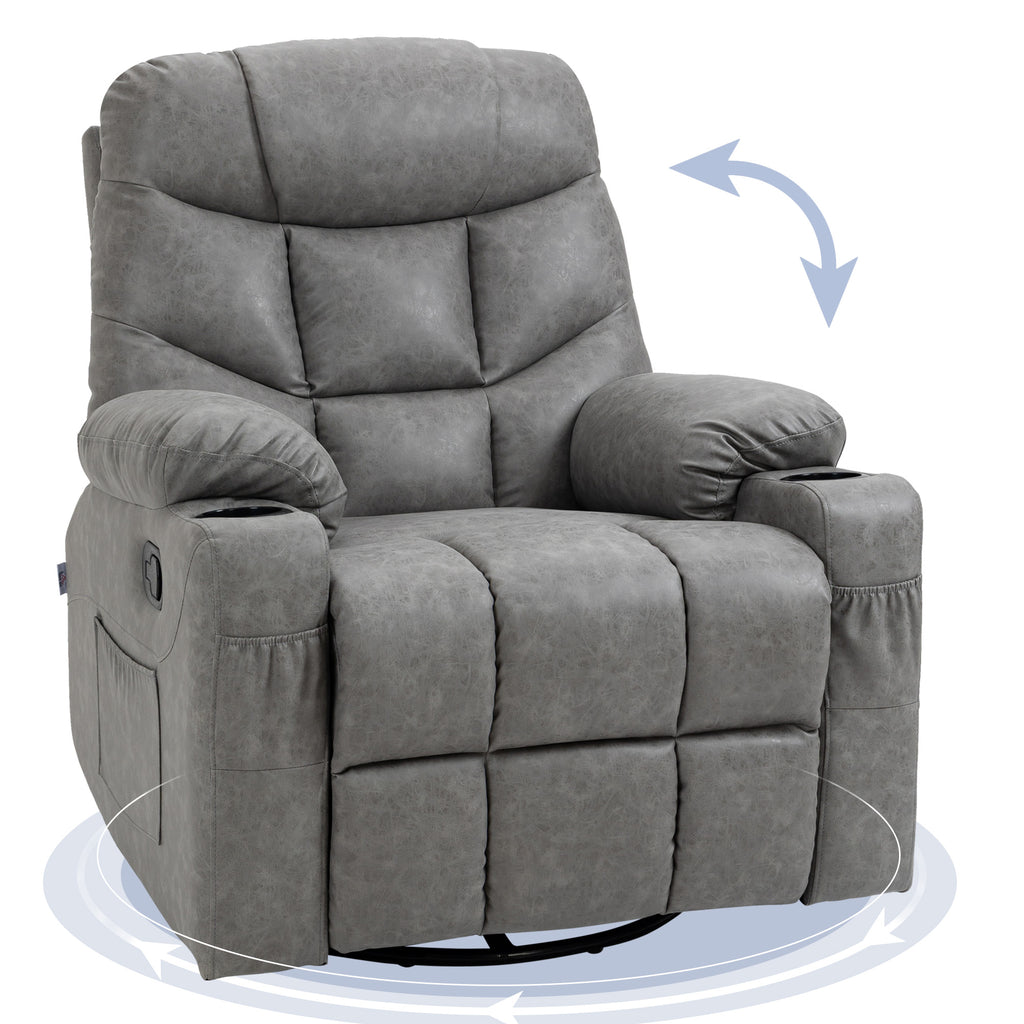 DodiOnline Thick Padded Faux Leather Recliner Armchair - Light Grey