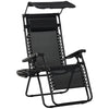 DodiOnline Folding Zero Gravity Sun Lounger, with Sun Canopy - Black