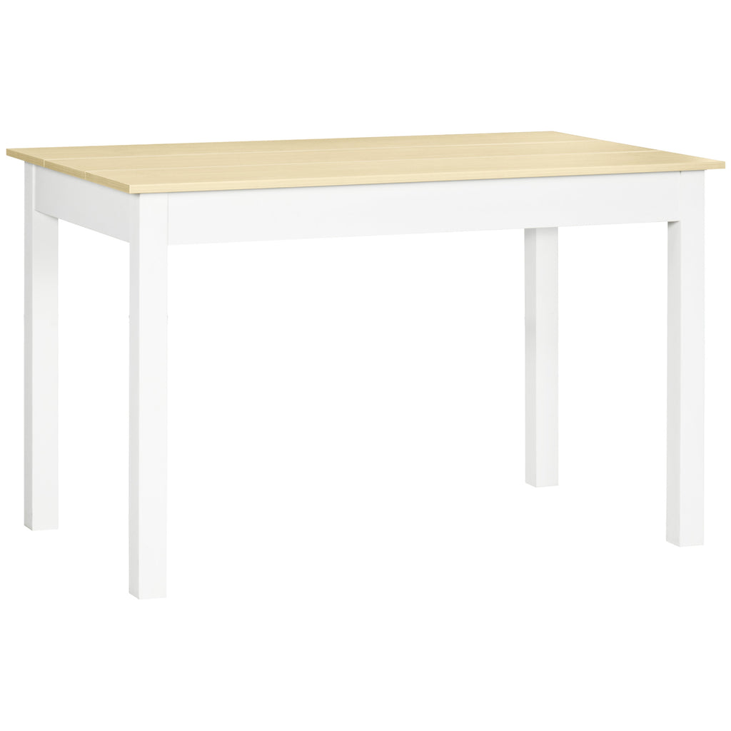 DodiOnline Dining Table for 4 to 6, Modern Kitchen Table with Wood Effect Tabletop, Thick Legs, 120cm, Oak Wood Grain