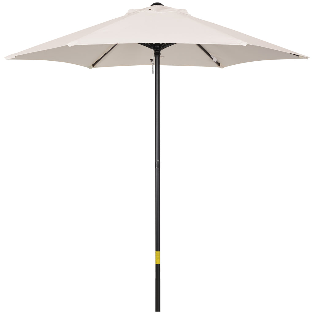 DodiOnline 2m Garden Parasol Umbrella, Outdoor Sun Shade with 6 Sturdy Ribs for Balcony, Bench, Garden, Cream White