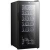 DodiOnline 50L Wine Cooler, 18 Bottles Freestanding Wine Fridge with Glass Door, LED Light, Temperature Control and Digital Touch Screen, Black