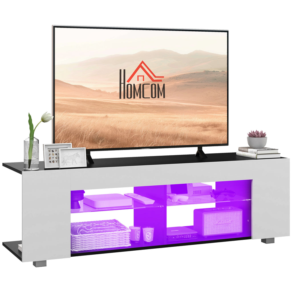 DodiOnline Multi-Shelf TV Cabinet, with Adjustable LED Lights - White