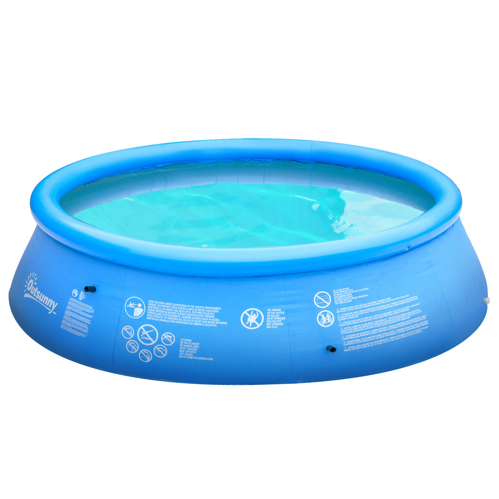 DodiOnline 274cm x 76cm Inflatable Swimming Pool Family-Sized Blow Up Pool Round Paddling Pool with Hand Pump for Adults, Outdoor, Garden and Backyard, Blue