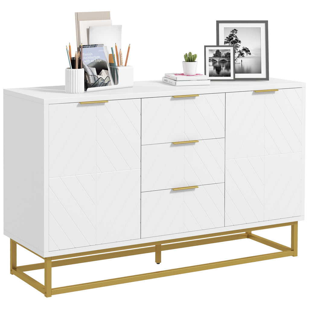 DodiOnline Modern Storage Cabinet Freestanding Cupboard with 3 Drawers for Dining Room, Living Room