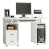 DodiOnline Computer Desk Office PC Table Workstation with Keyboard Tray, CPU Shelf, Drawers, Sliding Scanner Shelf, White