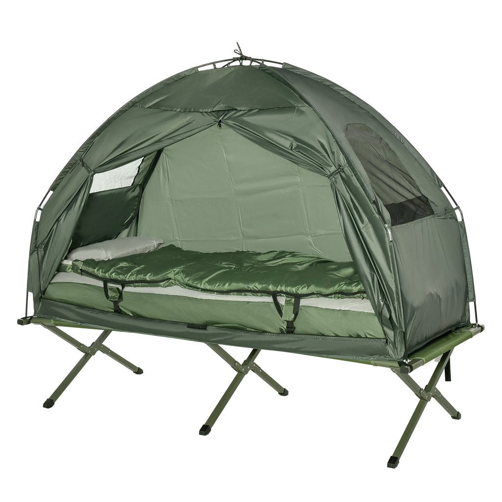 DodiOnline 1 person Foldable Camping Tent w/Sleeping Bag Air Mattress Outdoor Hiking Picnic Bed cot w/Foot Pump