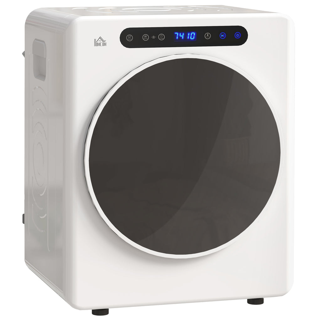 DodiOnline 4kg Vented Tumble Dryer, 1000W Compact Freestanding Front Tumble Dryer with Stainless Steel Tub, Timer, 6 Heat Settings, Small Portable Clothes Dryer, White