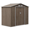 DodiOnline 7 x 4ft Metal Garden Storage Shed with Vents, Floor Foundation Kit and Lockable Double Doors, Light Brown