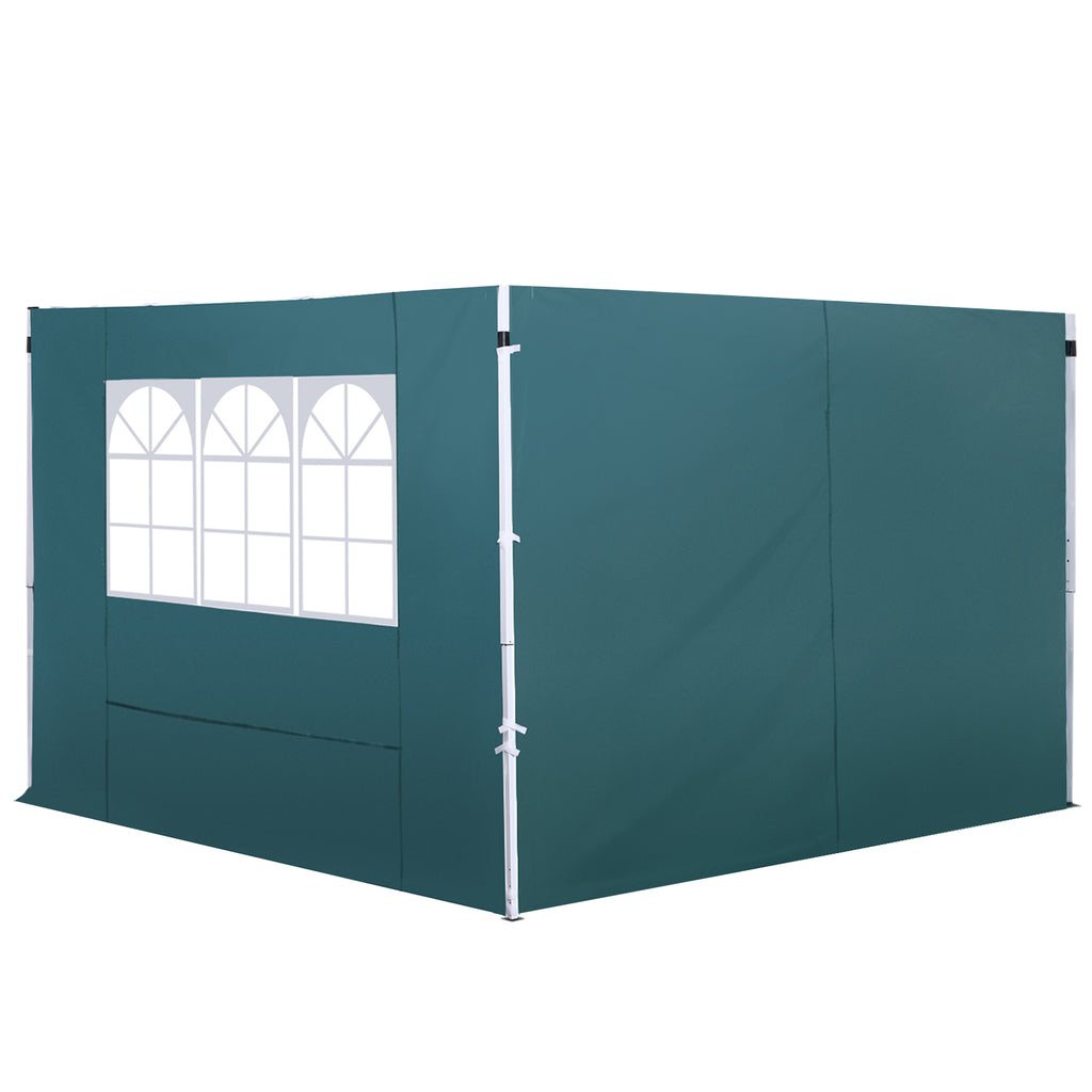 DodiOnline 3 Meters Gazebo Replaceable Exchangeable Side Panel Wall Panels Walls With Window, Dark Green