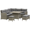 DodiOnline 6 Pieces Outdoor PE Rattan Garden Furniture, Patio Wicker Sectional Conversation Corner Sofa w/ Soft Padded Cushion & Liftable Coffee Table, Grey