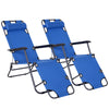 DodiOnline 2 Pieces 2 in 1 Sun Lounger Folding Reclining Chair Garden Outdoor Camping Adjustable Back with Pillow, Blue