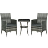 DodiOnline 3 Pieces Rattan Bistro Set, Wicker Outdoor Furniture Set with 2-Tier Coffee Table and Chairs, Washable Cushions, for Outdoor Patio Balcony, Mixed Grey
