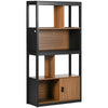 DodiOnline Modern 4-Tier Bookshelf, Freestanding Bookcase with Storage Shelving and Closed Cabinet, for Living Room Home Office Study, Walnut Brown