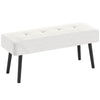 DodiOnline End of Bed Bench, Corduroy Bedroom Bench with Thick Padding and Steel Legs, Tufted Window Seat for Entryway, Living Room, Cream White