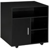 DodiOnline Multi-Storage Printer Stand Unit Office Desk Side Mobile Storage w/ Wheels Modern Style 60L x 50W x 65.5H cm - Black