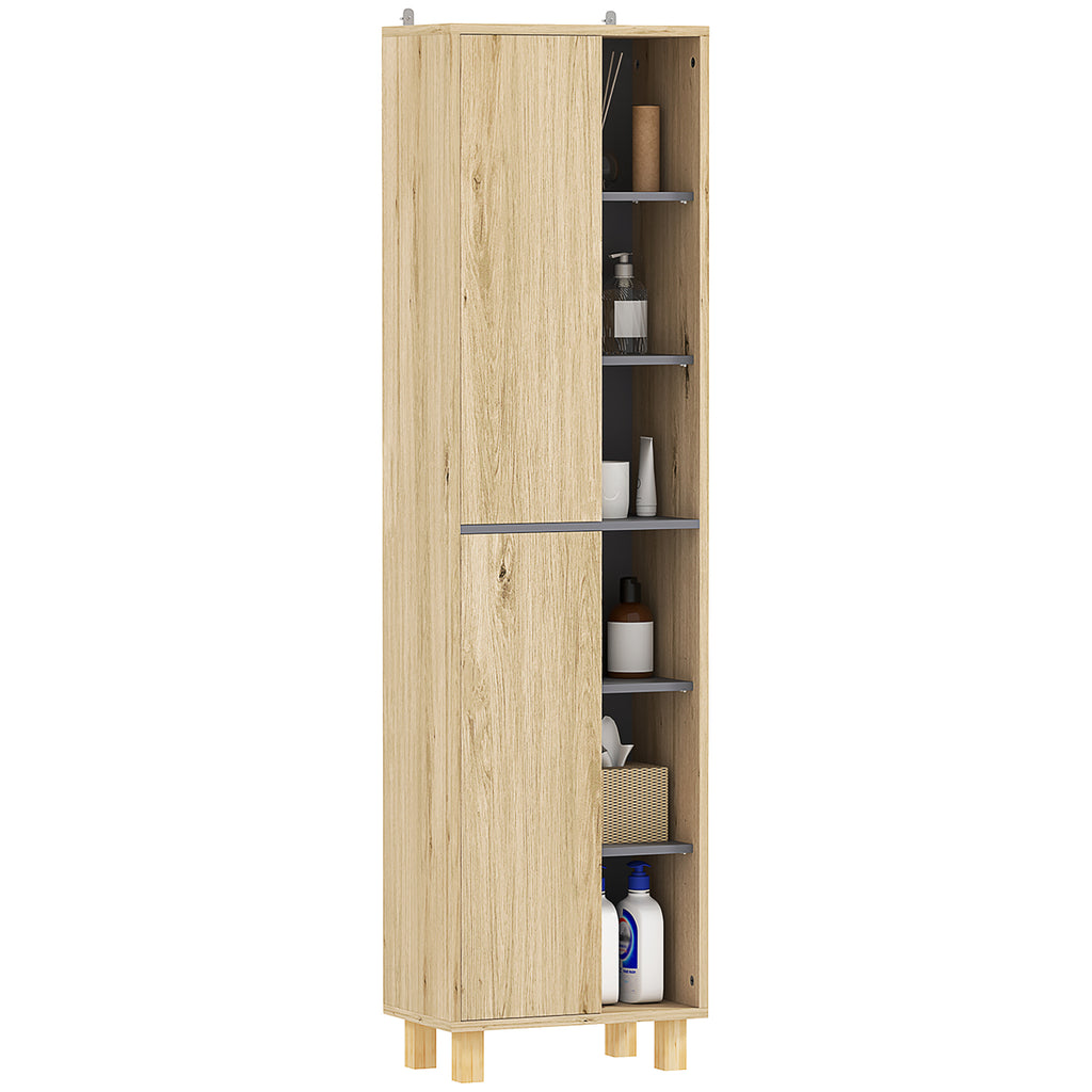 DodiOnline Multi-Storage Slim Bathroom Cabinet - Wood-Effect