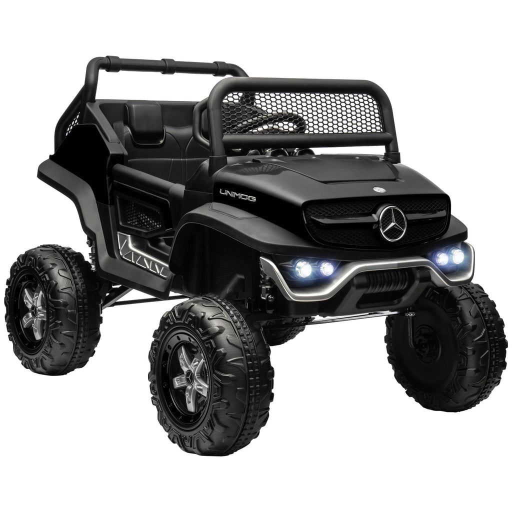 DodiOnline 12V Licensed Mercedes-Benz Unimog, Kids Electric Ride on Car, with Remote Control, Horn, Light, MP3 - Black