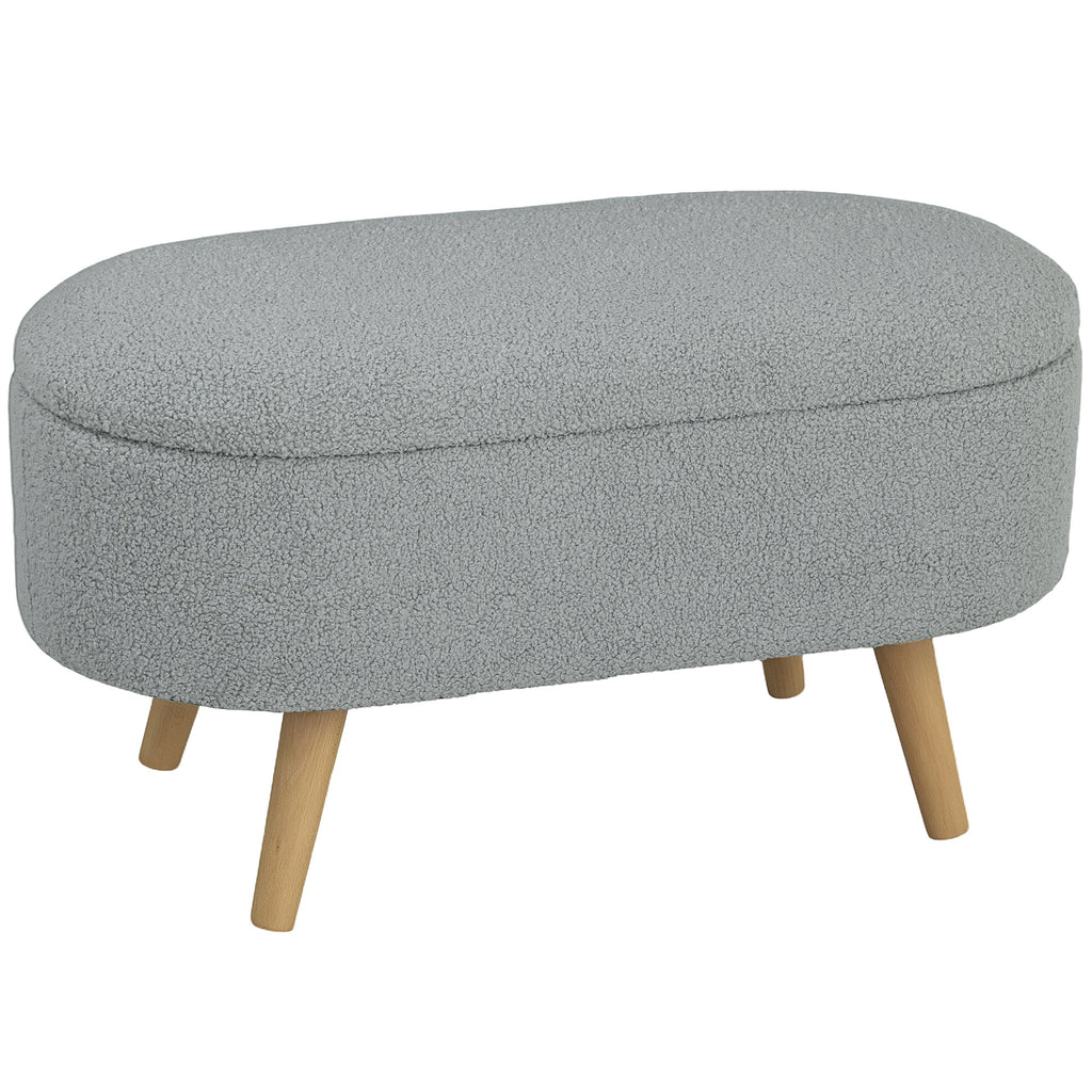 DodiOnline Teddy Fleece Storage Ottoman - Grey