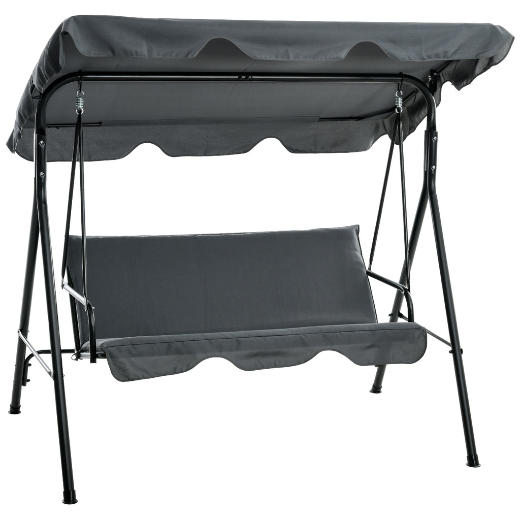 DodiOnline Three-Seater Garden Swing Chair, with Adjustable Canopy - Grey