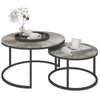 DodiOnline Set of Two Marble-Effect Stacking Tables - Grey/Black