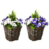 DodiOnline 2 Pieces Artificial Phalaenopsis Decorative Plant with Straw Plaiting Pot, Fake Flower, 45cm, White Purple