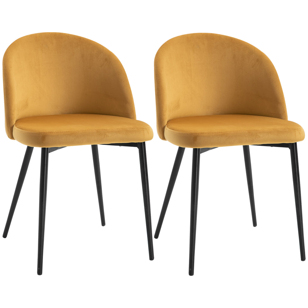 DodiOnline Dining Chairs Set of 2 Contemporary Design for Office Dining Kitchen with Soft Fabric Seat and Back Living Room, Yellow