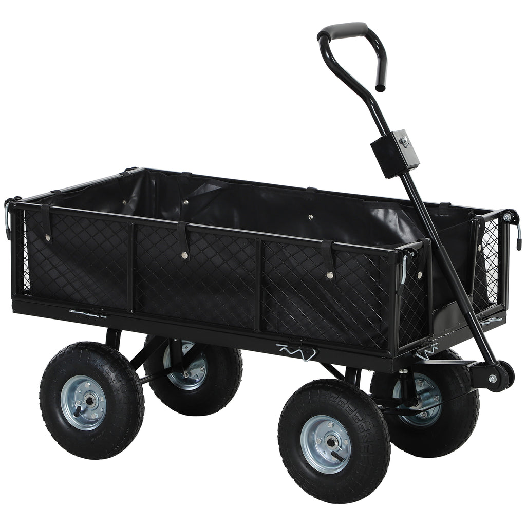 DodiOnline 114L Steel Frame Garden Cart Trolley - Black