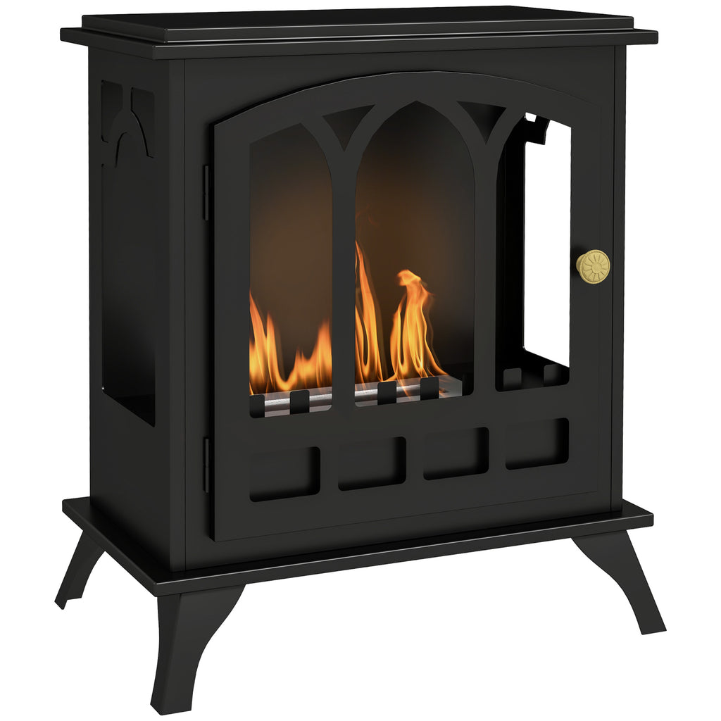 DodiOnline Ethanol Fireplace Stove, Freestanding Bioethanol Fire, Indoor Ethanol Burner with 0.9 Litres Volume, Burns for Up to 3.3 Hours, 21 Inch, Black