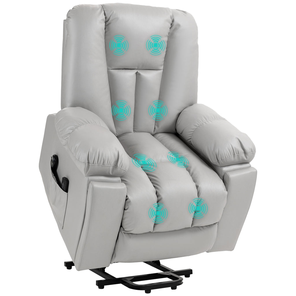 DodiOnline Leathaire Eight Massage Point Armchair, with Reclining Back - Light Grey