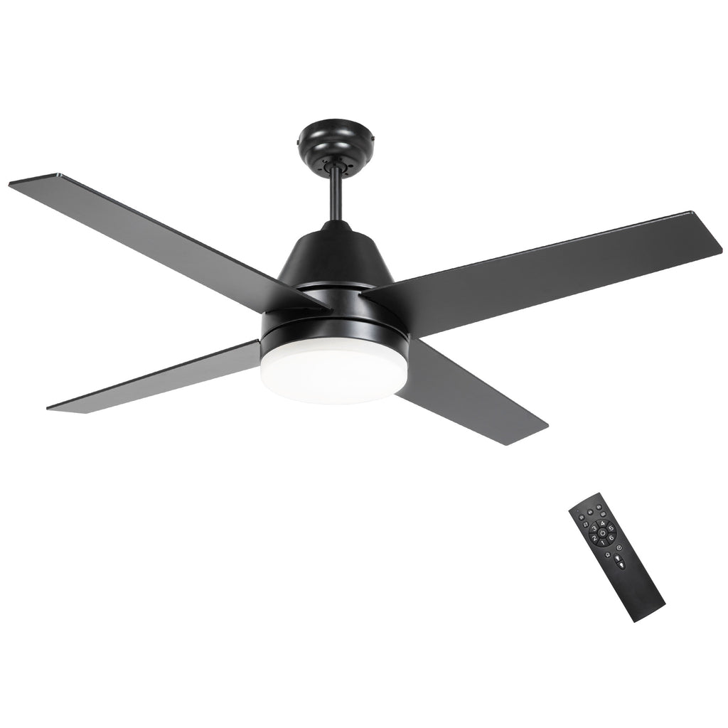 DodiOnline Ceiling Fan with LED Light, Flush Mount Ceiling Fan Lights with Reversible Blades, Remote, Black and Walnut Brown