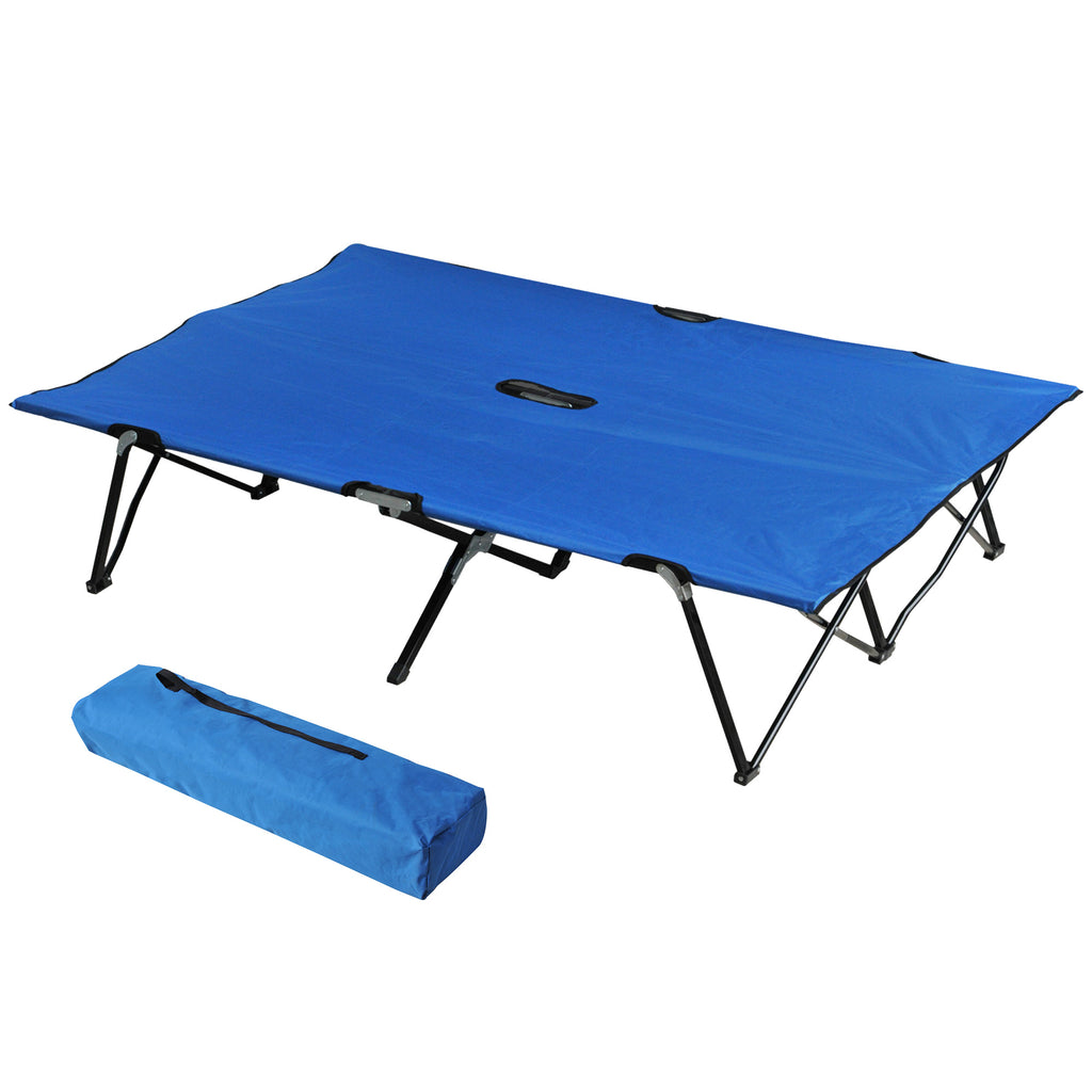 DodiOnline Double Camping Cot Bed, with Bag - Blue