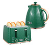 DodiOnline Kettle and Toaster Set, 1.7L 3000W Fast Boil Jug Kettle with Auto Shut Off, 4 Slice Toaster with 7 Level Browning Controls & Crumb Tray, Green